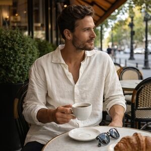 Island Importer 100% Linen Button Down Shirt XXL Ivory Lightweight Classic